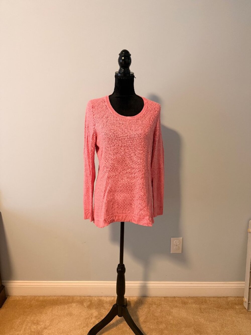 Talbots Sweater- Large Coral Pink Wool